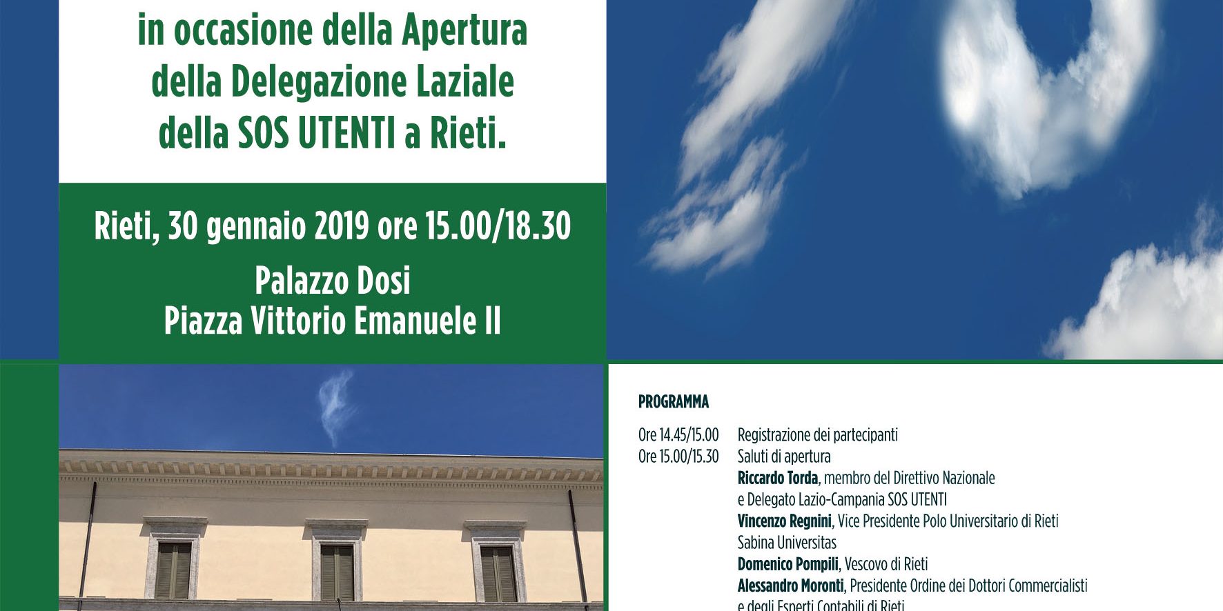 LOCANDINA CONVEGNO RIETI 30-1-2019. RAPPORTI TRA BANCHE E CLIENTE. LA TUTELA DEL CONTRAENTE DEBOLE